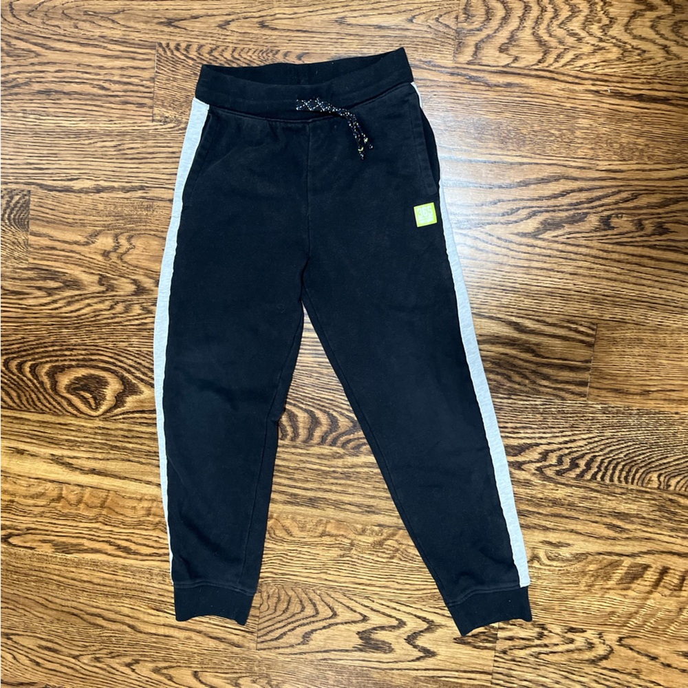 Kids Black and Gray Joggers with Side Stripes
